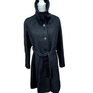 "L.L. COLLEZIONI ITALIA" Wool,Mohair,Alpaca, Black Trench Coat,Old Money,Classic